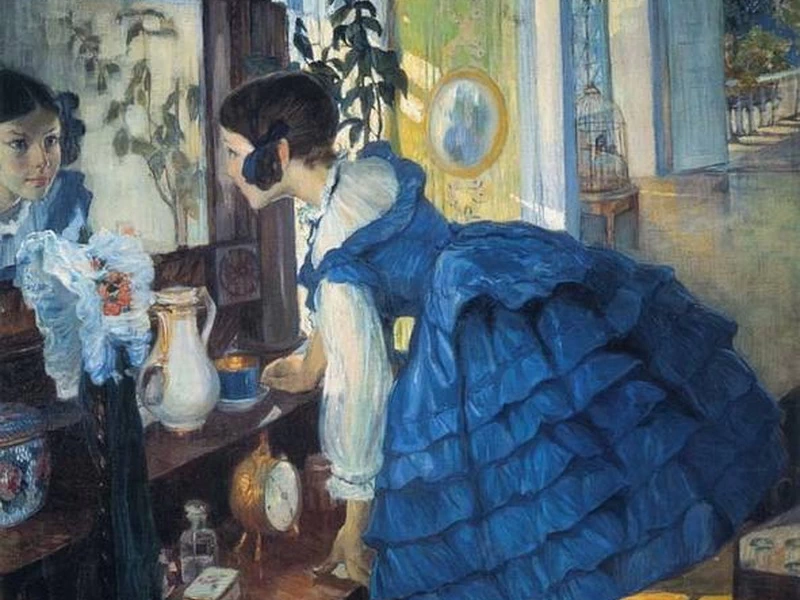 1875-Olga Lyudvigovna Della-Vos-Kardovskaya - Piccola donna, ritratto della figlia di Kardovsky, Ekaterina, 1910